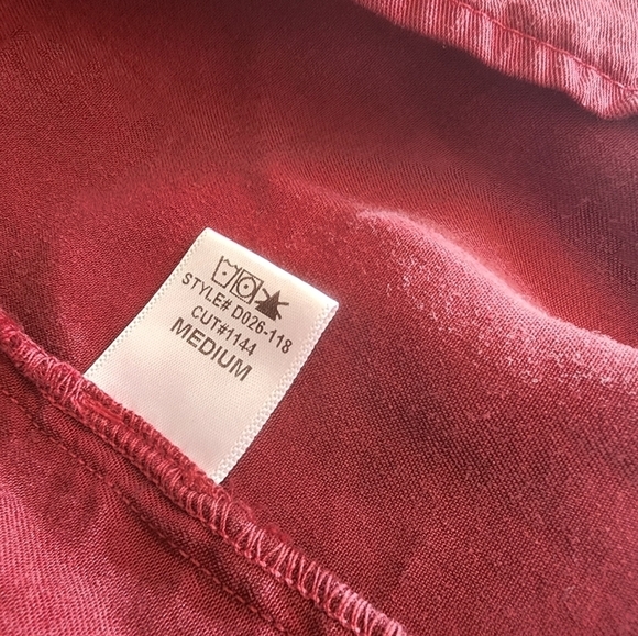 Glam Brand Shift Mini Dress Medium Burgundy Wine Lagenlook Tencel NEW Casual - Picture 9 of 9